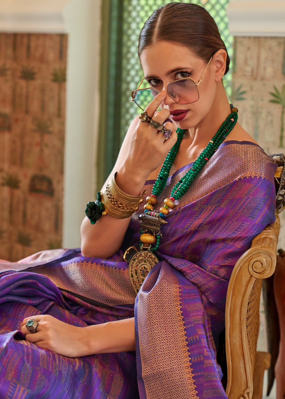 Add a Touch of Royalty with the Russian Violet Organza Saree