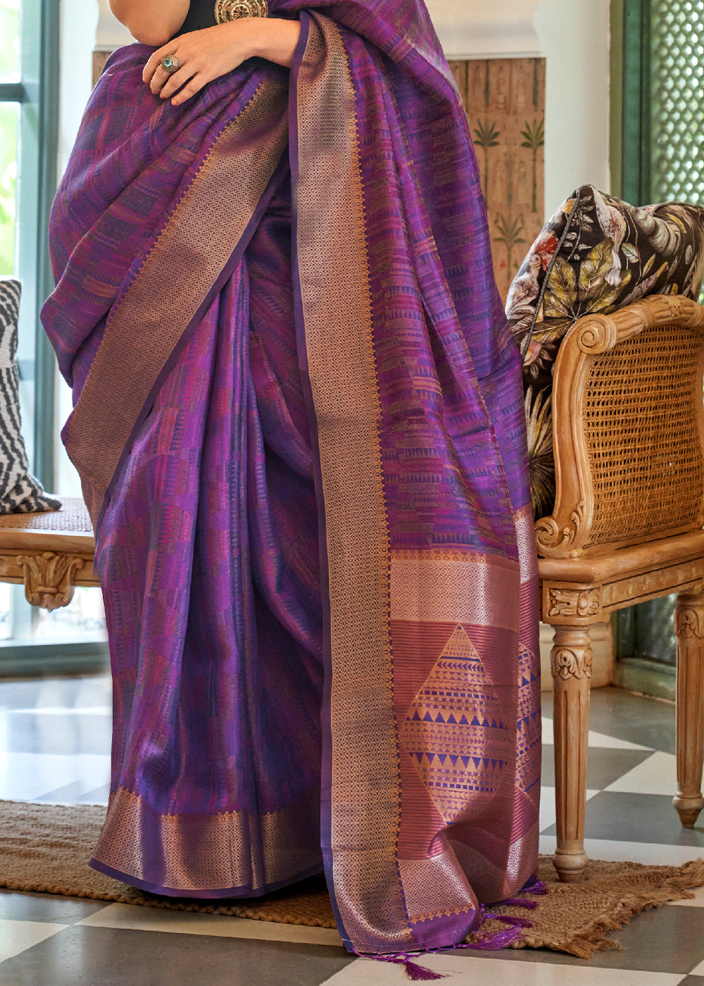 Add a Touch of Royalty with the Russian Violet Organza Saree