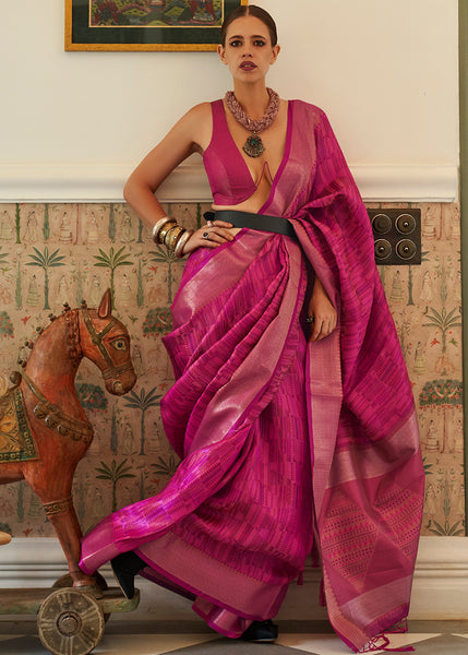 Experience the Charm of Femininity with the Special Pink Organza Saree
