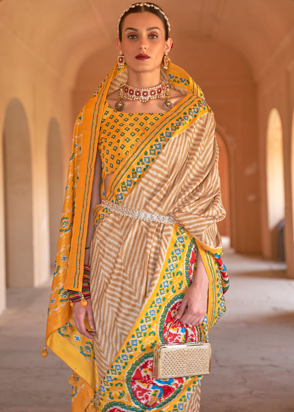 Radiant Sunshine Yellow Patola Silk Saree