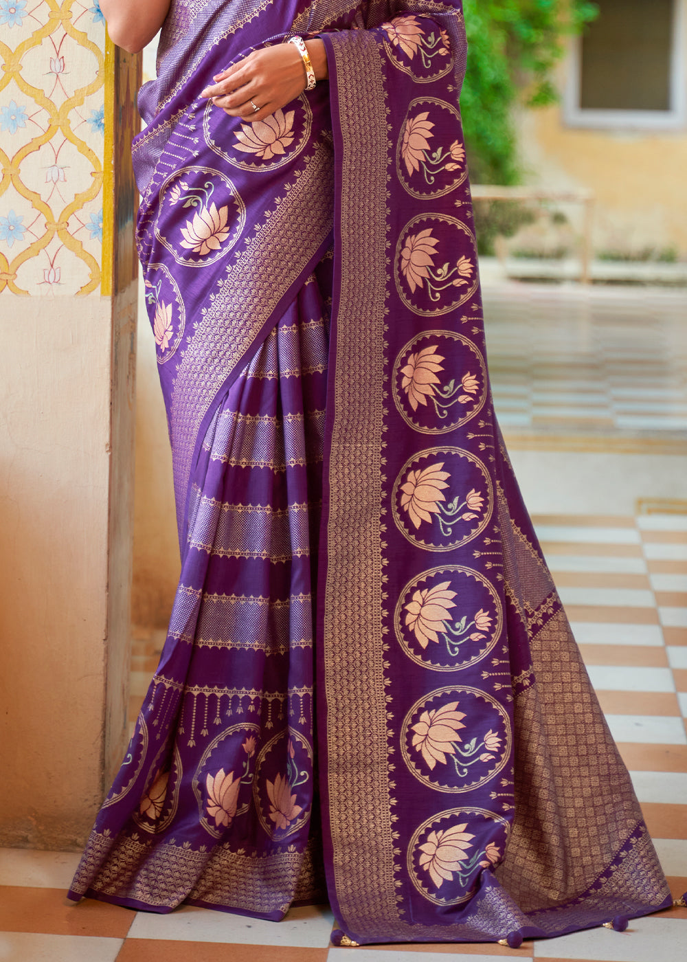 A Majestic Masterpiece  Regal Violet Banarasi Silk Saree