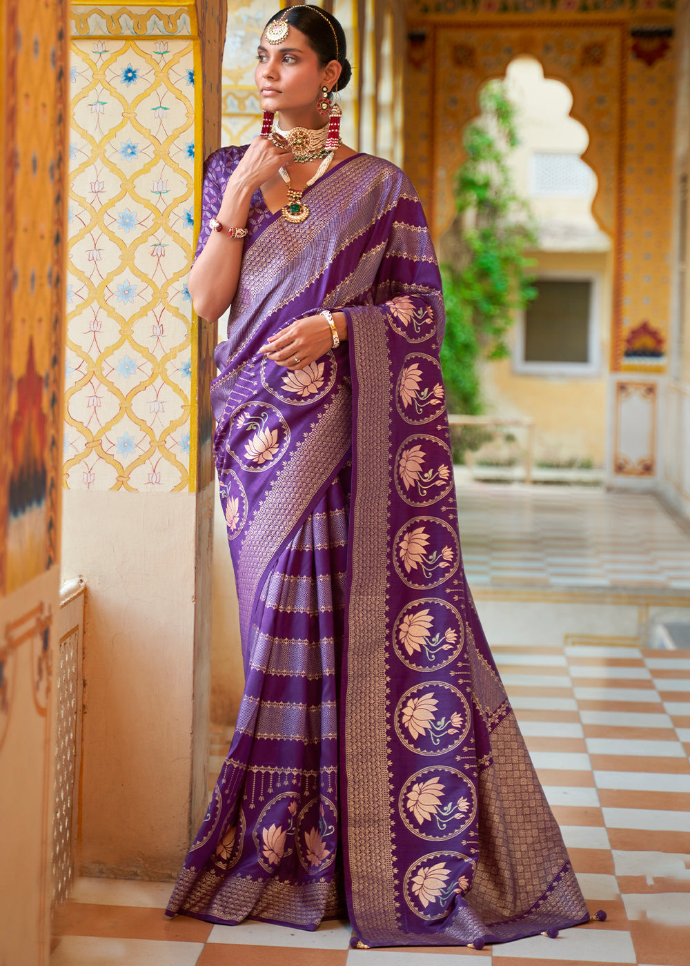 A Majestic Masterpiece  Regal Violet Banarasi Silk Saree