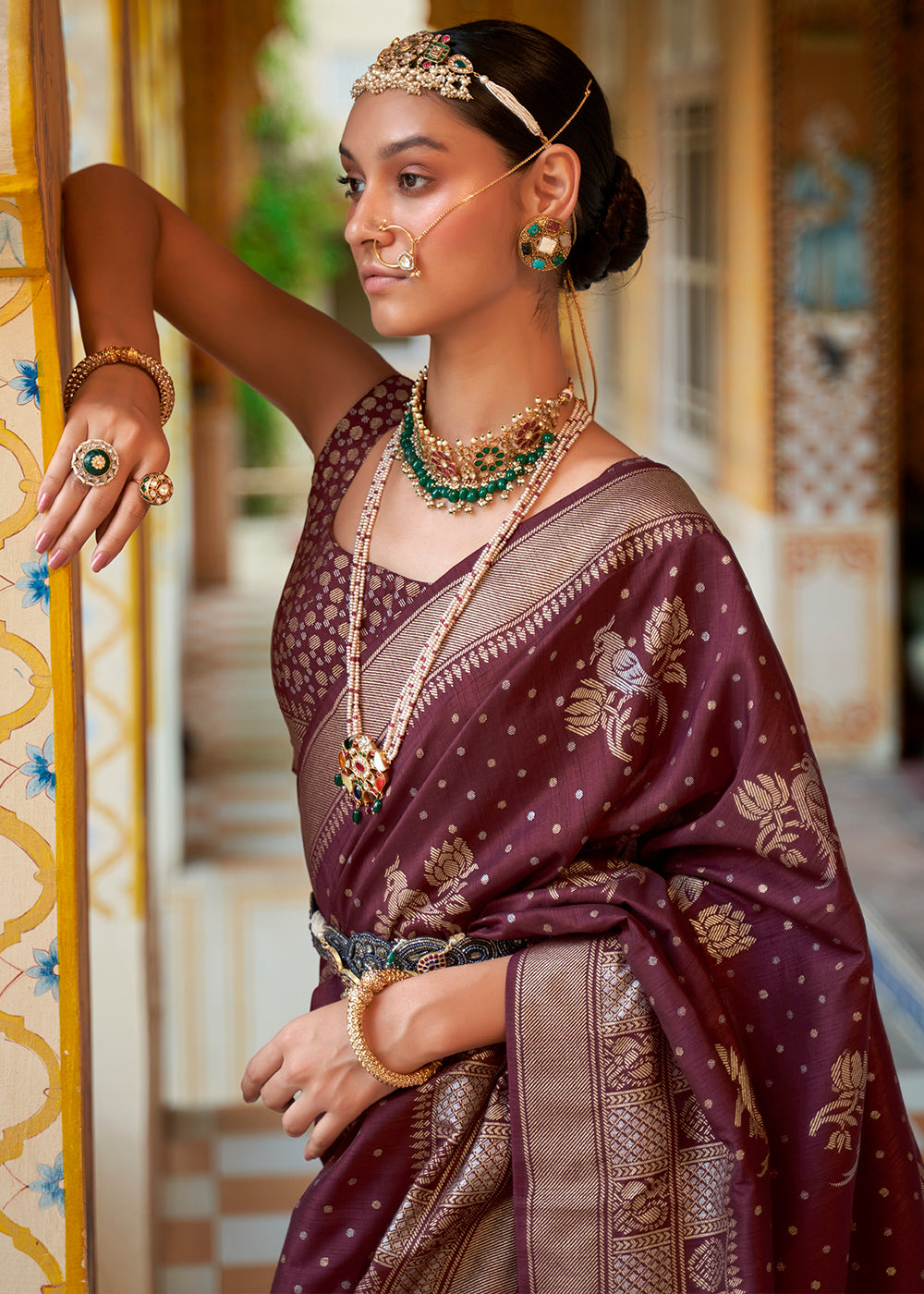 A Timeless Classic Sophisticated Brown Banarasi Silk Saree