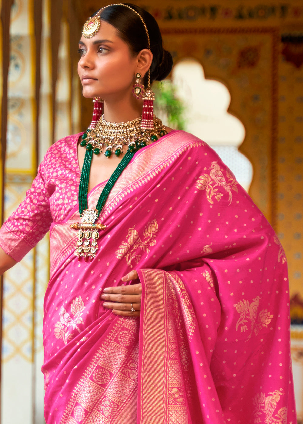 A Dreamy Delight Enchanting Pink Banarasi Silk Saree