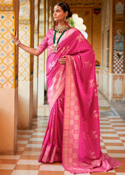 A Dreamy Delight Enchanting Pink Banarasi Silk Saree