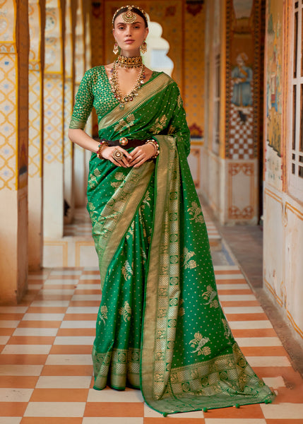 A Natural Beauty Exquisite Green Banarasi Silk Saree
