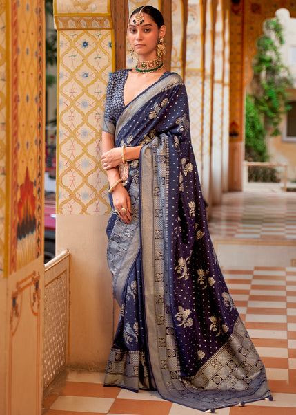 A Mesmerizing Masterpiece Captivating Blue Banarasi Silk Saree