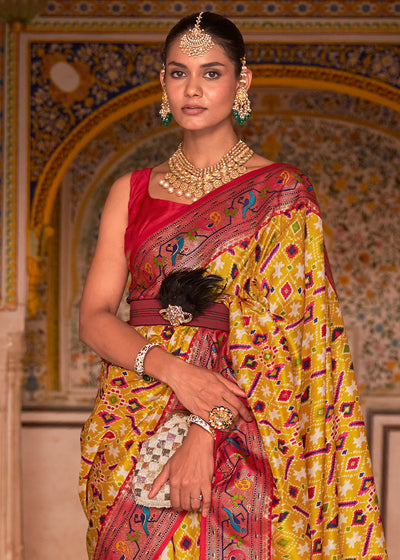 Radiant Yellow Patola Silk Saree - Perfect Blend of Elegance and Tradition