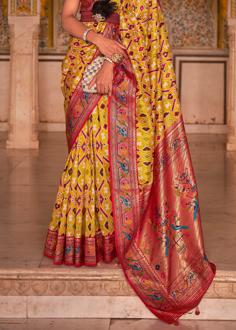 Radiant Yellow Patola Silk Saree - Perfect Blend of Elegance and Tradition