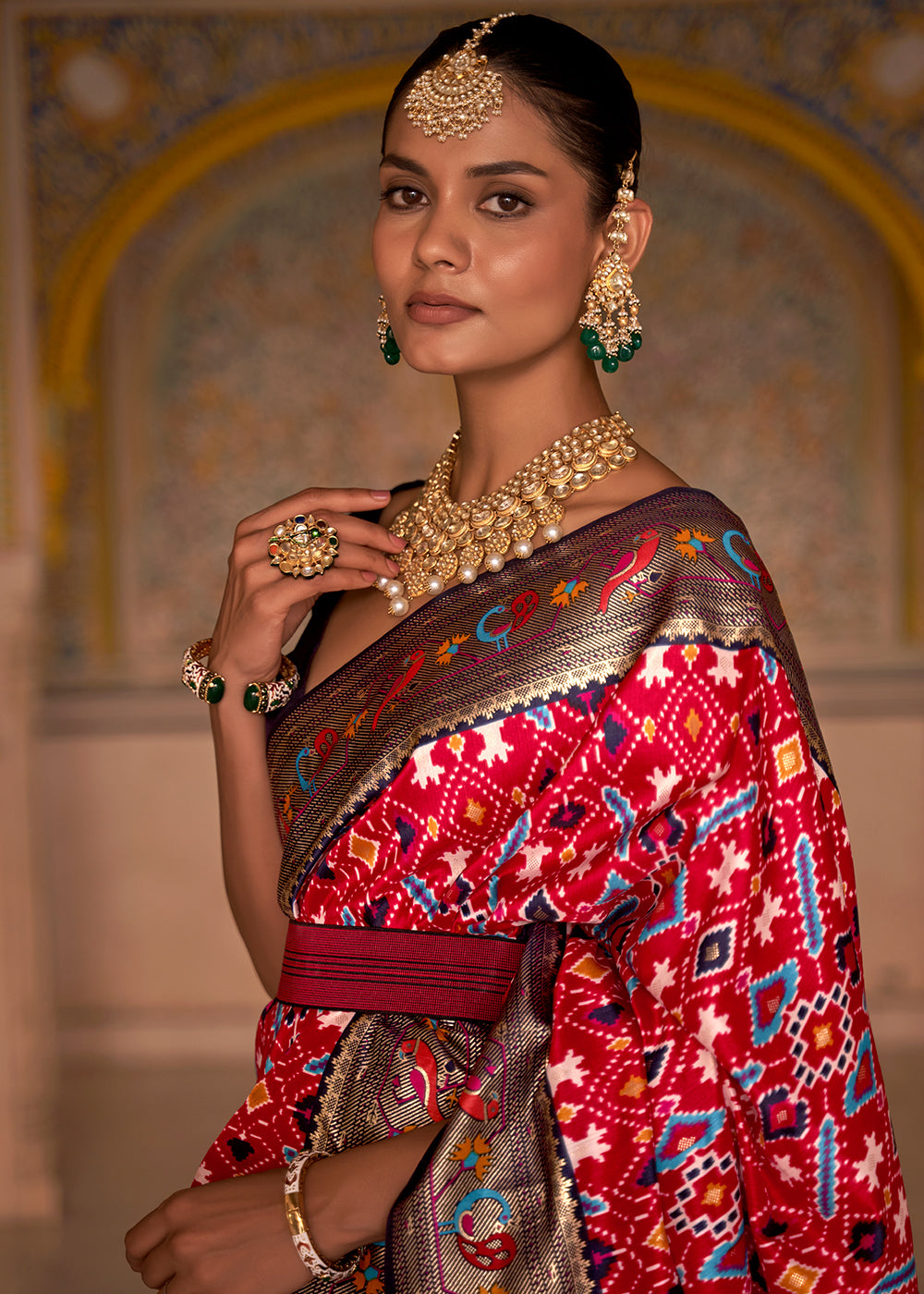 Bold Red and Brown Patola Silk Saree - A Perfect Fusion of Richness and Elegance