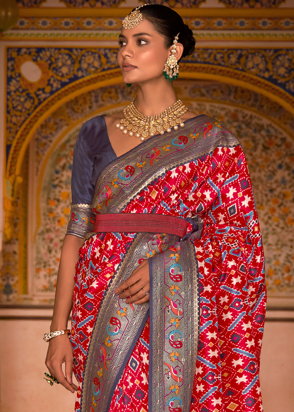 Bold Red and Brown Patola Silk Saree - A Perfect Fusion of Richness and Elegance