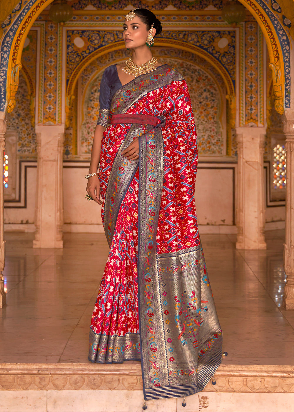 Bold Red and Brown Patola Silk Saree - A Perfect Fusion of Richness and Elegance