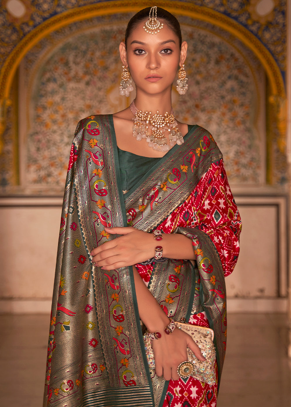 Exquisite Red Patola Silk Saree - A Timeless Classic for Every Occasion