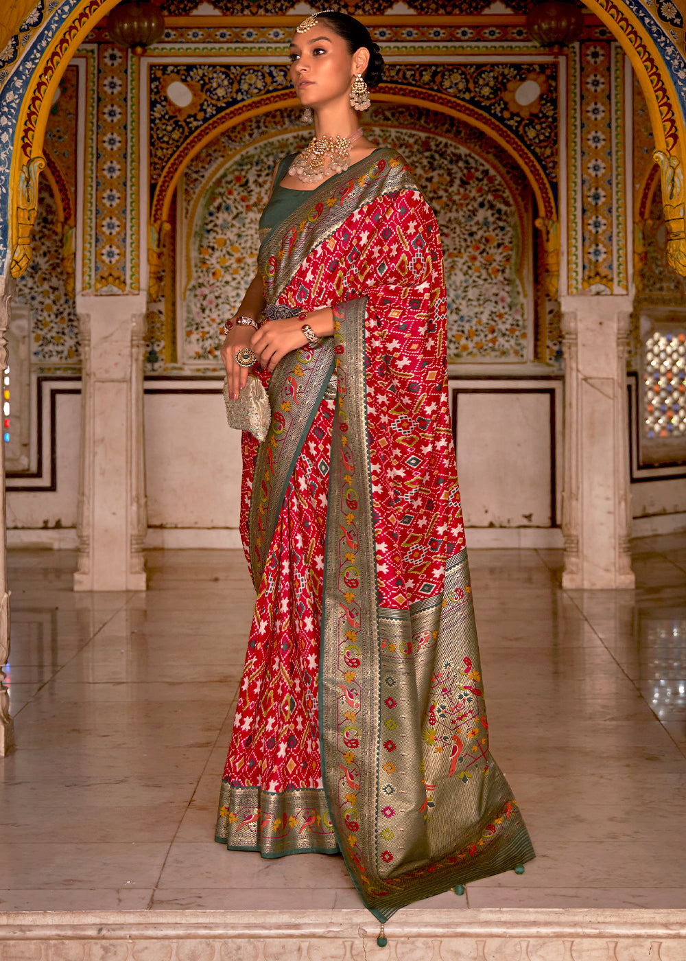 Exquisite Red Patola Silk Saree - A Timeless Classic for Every Occasion
