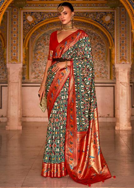A Perfect Blend of Royalty and Elegance  Regal Purple and Red Patola Silk Saree