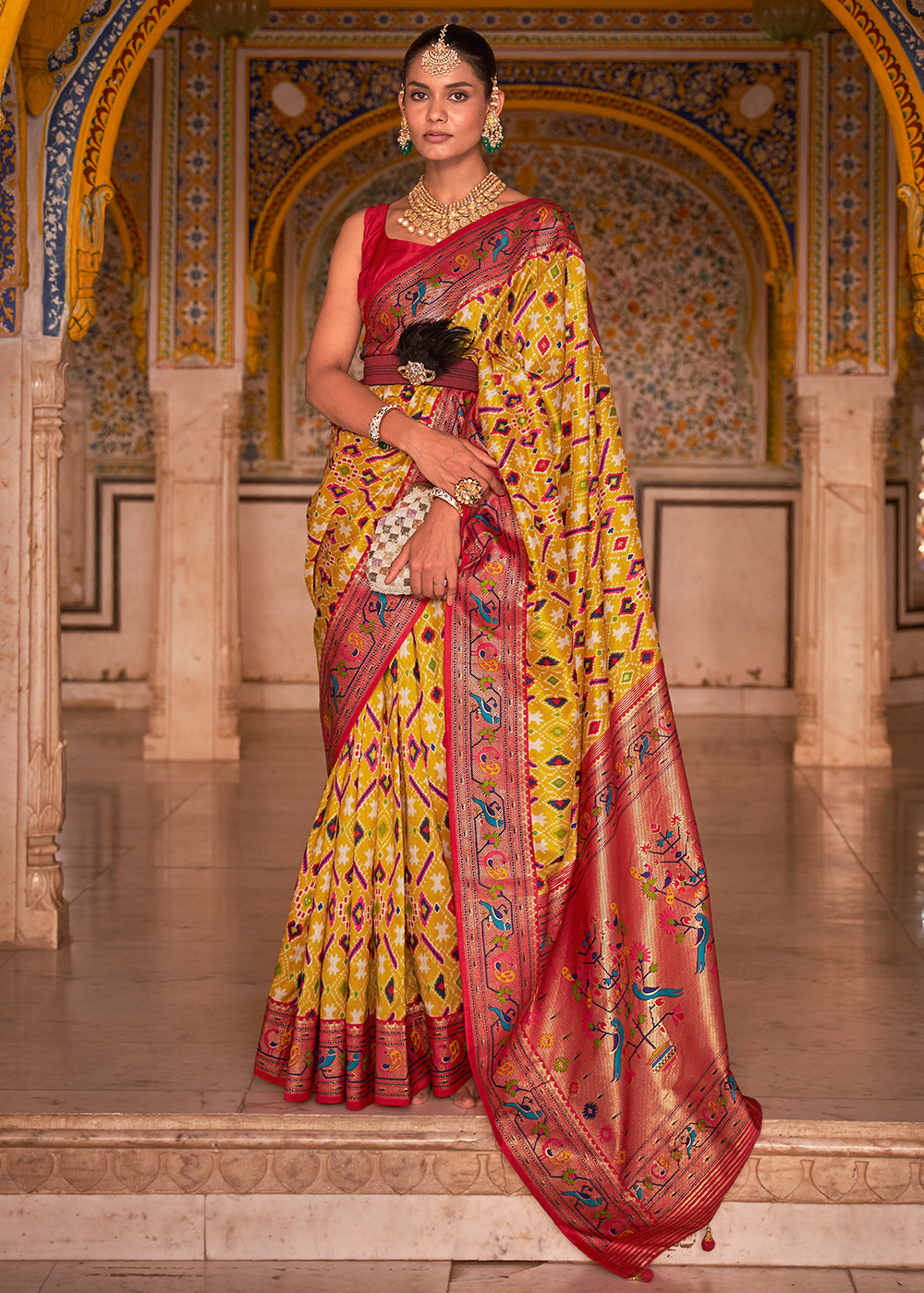 Radiant Yellow Patola Silk Saree - Perfect Blend of Elegance and Tradition