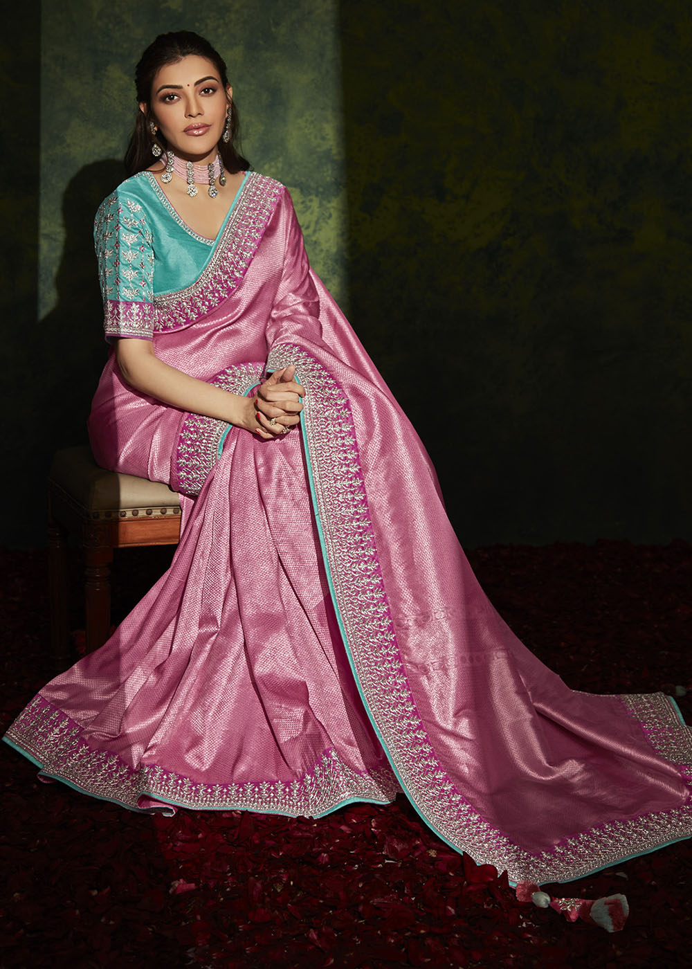 Graceful Elegance of the Pink Designer Silk Saree