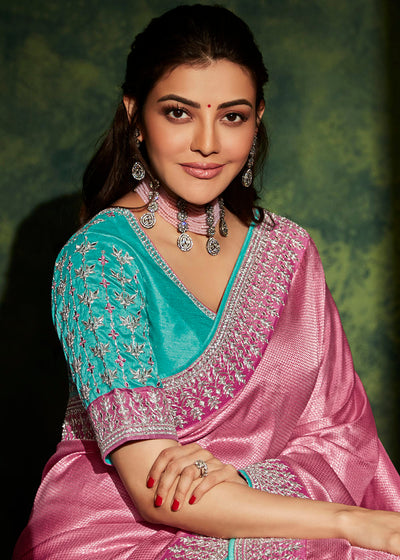 Graceful Elegance of the Pink Designer Silk Saree