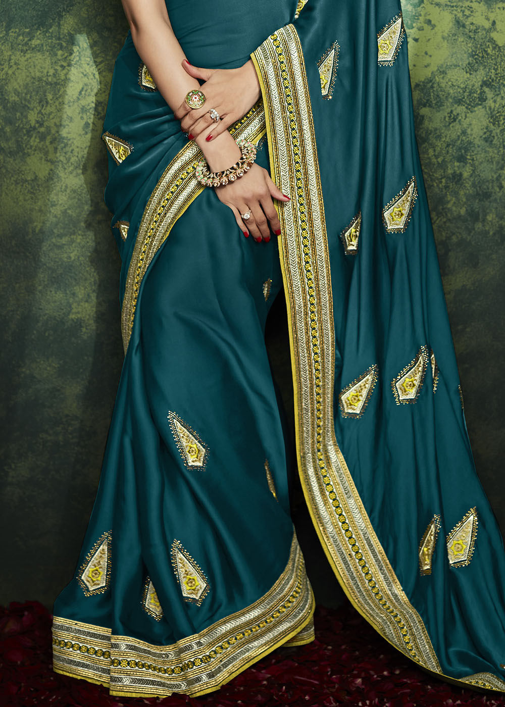 Captivating Serenity of the Blue Designer Silk Saree