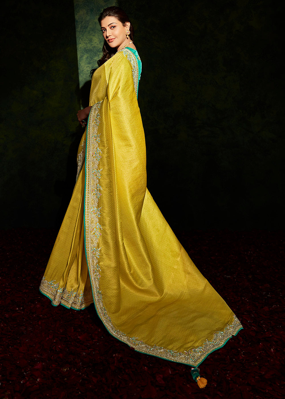 Radiant Glow of the Yellow Designer Silk Saree