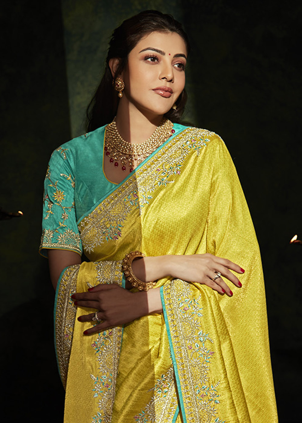 Radiant Glow of the Yellow Designer Silk Saree