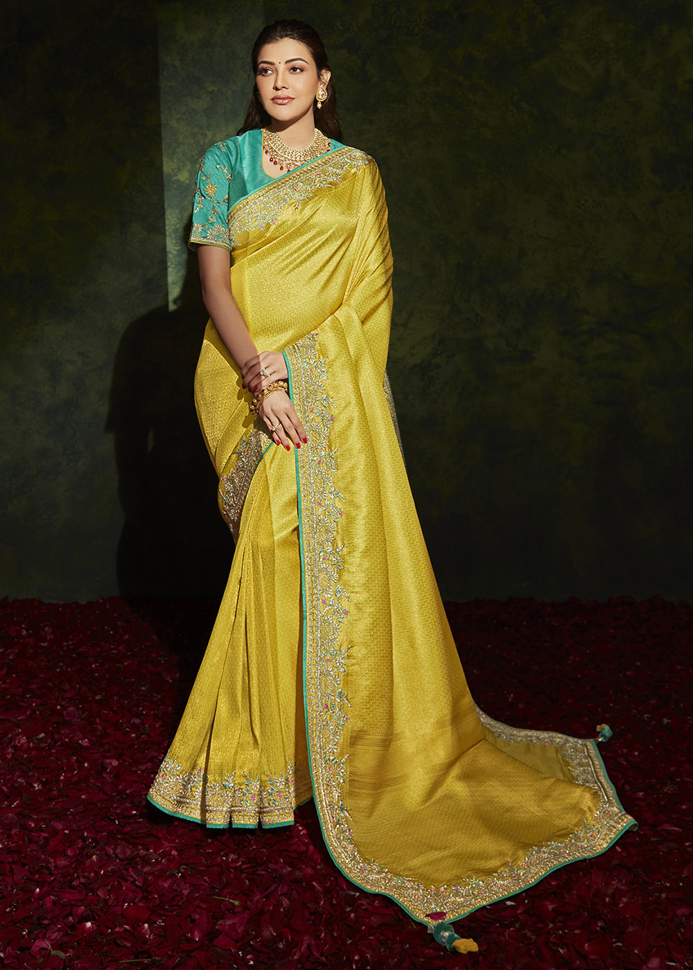 Radiant Glow of the Yellow Designer Silk Saree