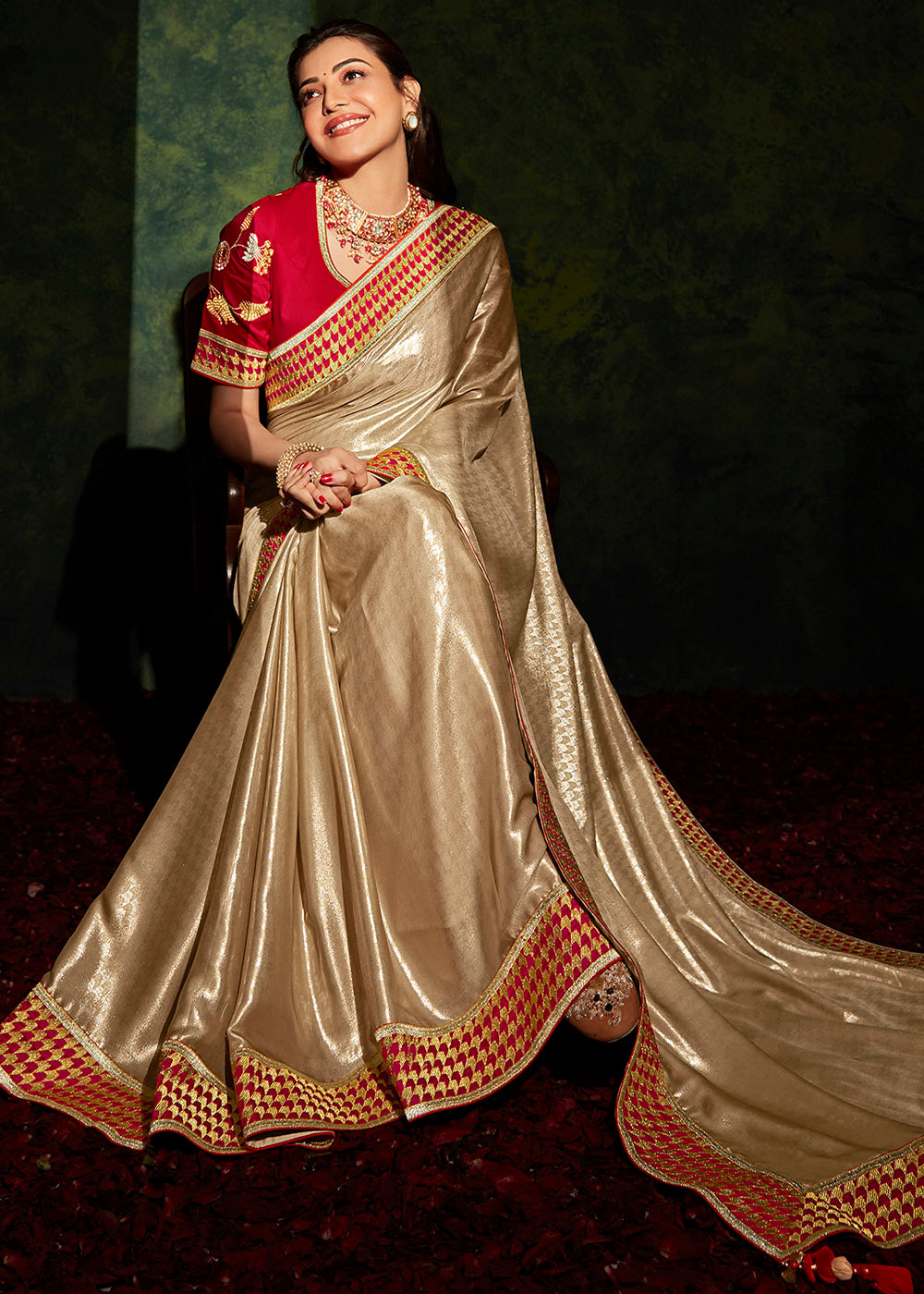 Vintage Charm of the Sepia Beige South Silk Saree