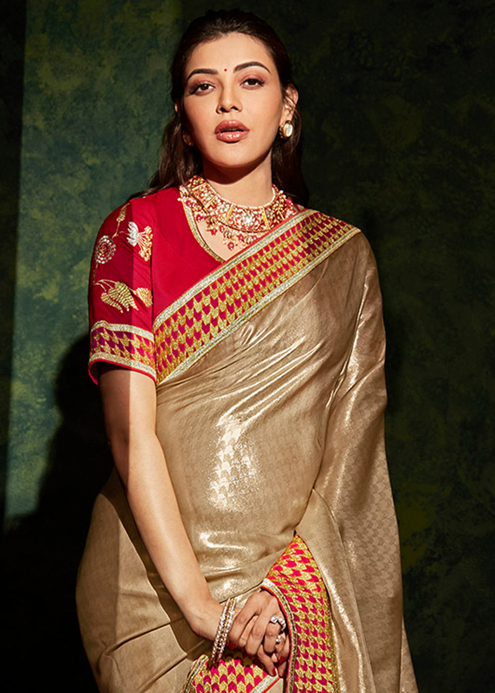 Vintage Charm of the Sepia Beige South Silk Saree