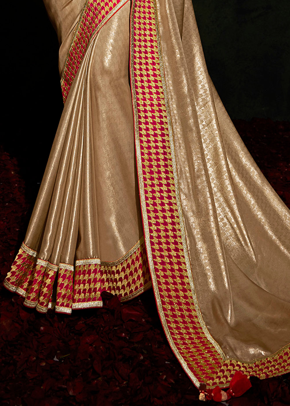 Vintage Charm of the Sepia Beige South Silk Saree