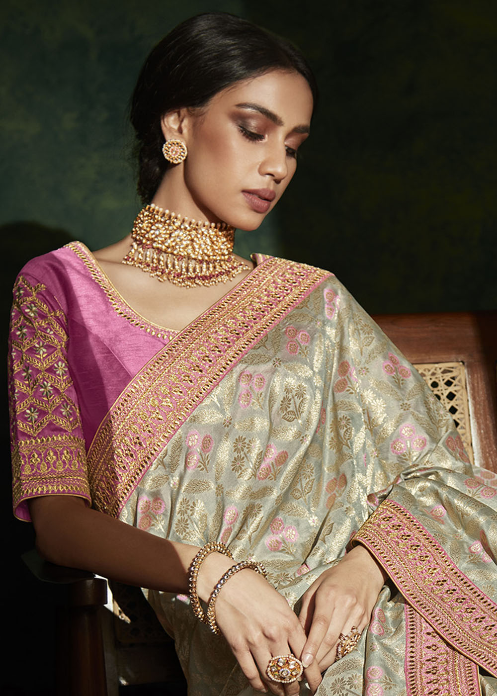 Elegance and Grace of the Pink Designer Silk Saree