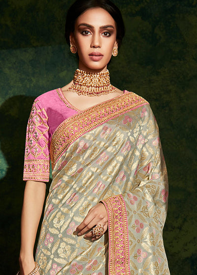 Elegance and Grace of the Pink Designer Silk Saree