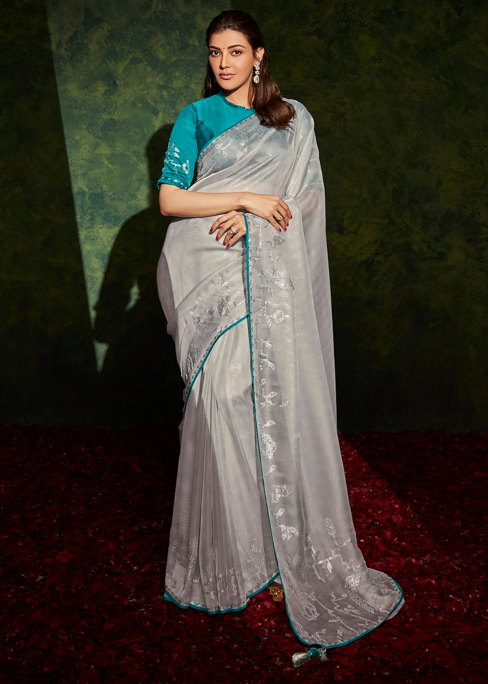 Sophistication and Simplicity of the Grey Designer Silk Saree