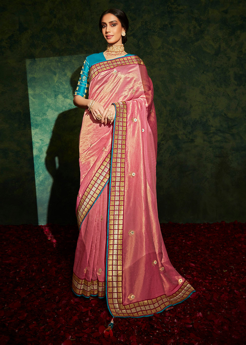 Graceful Femininity of the Pink Designer Silk Saree