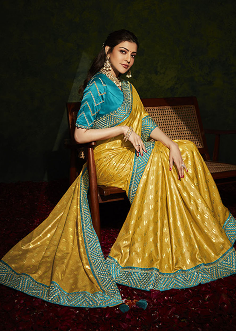 Radiance and Sunshine of the Yellow Designer Silk Saree