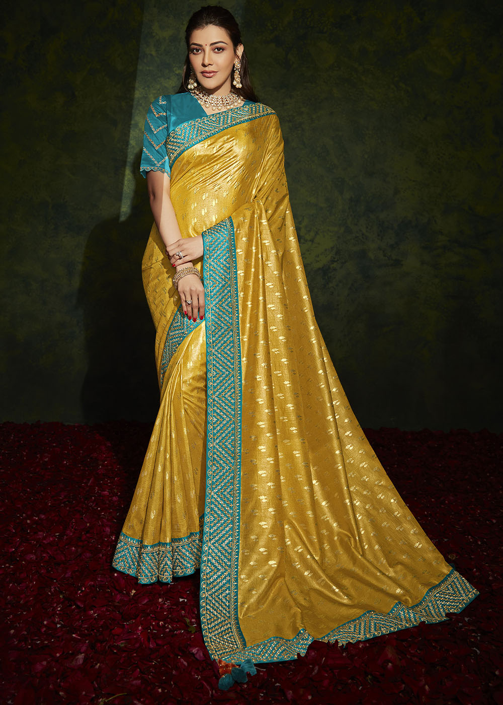 Radiance and Sunshine of the Yellow Designer Silk Saree