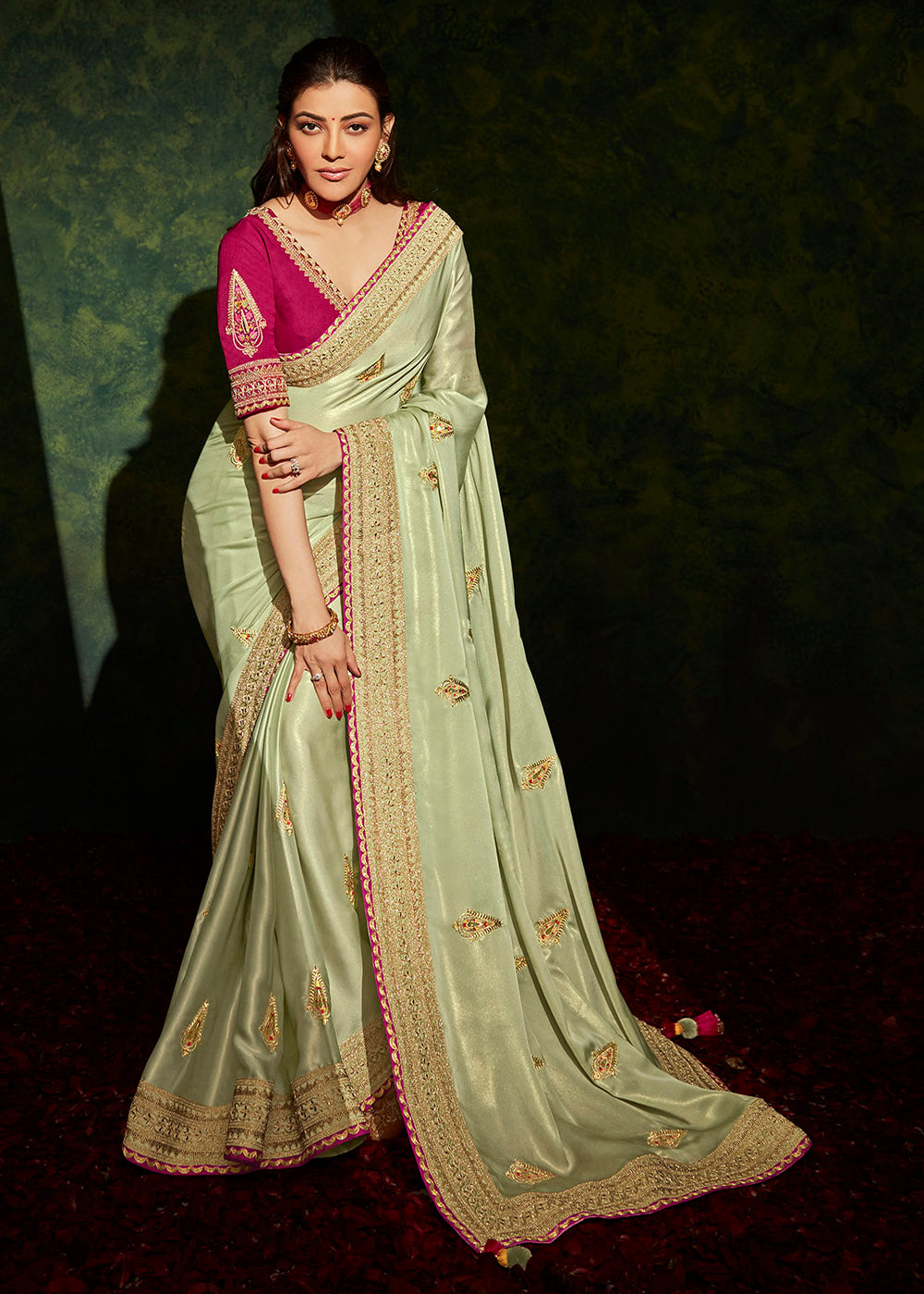 Freshness and Grace of the Mint Green South Silk Saree