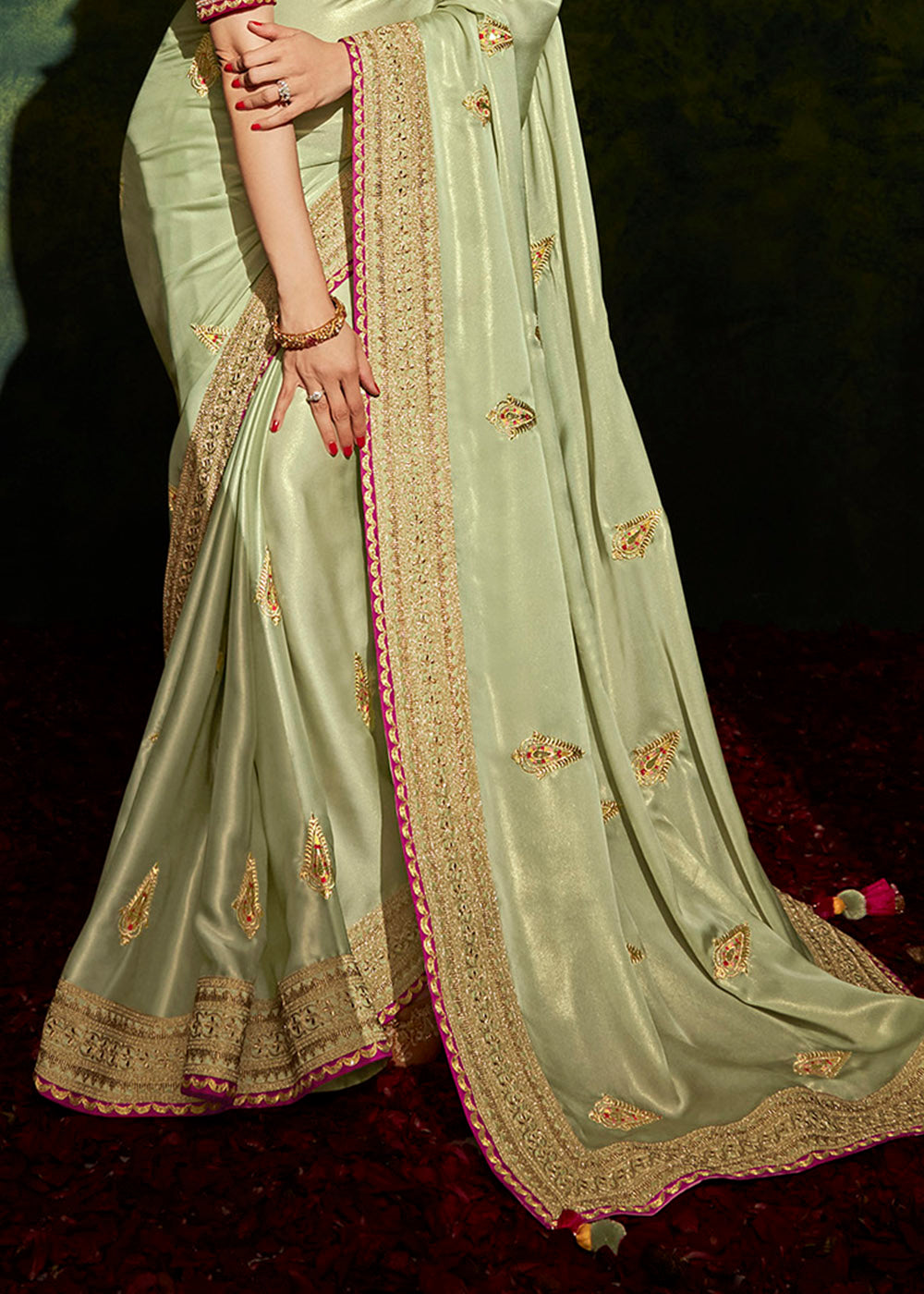 Freshness and Grace of the Mint Green South Silk Saree