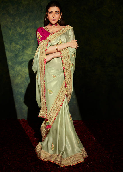 Freshness and Grace of the Mint Green South Silk Saree