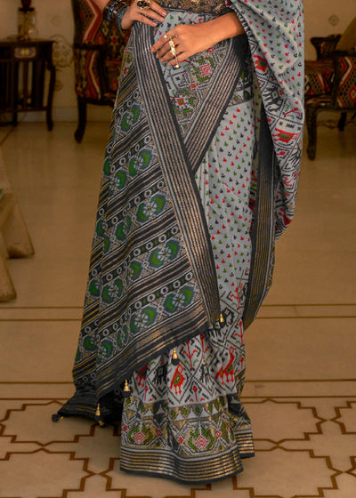 Charismatic Grey Patola Silk Saree for a Timeless and Versatile Look