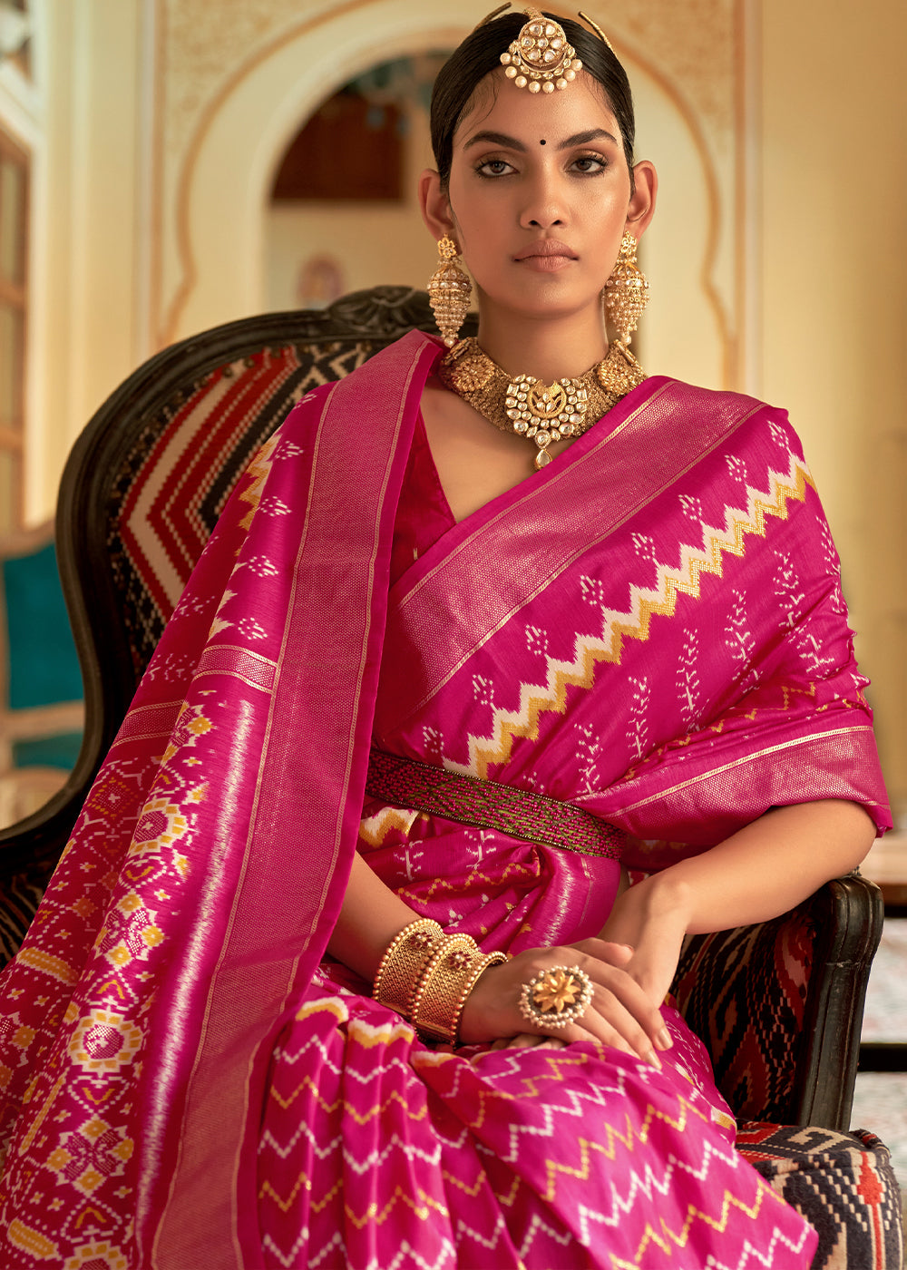 Radiant Rose: A Pink Patola Woven Silk Saree Fit for Royalty