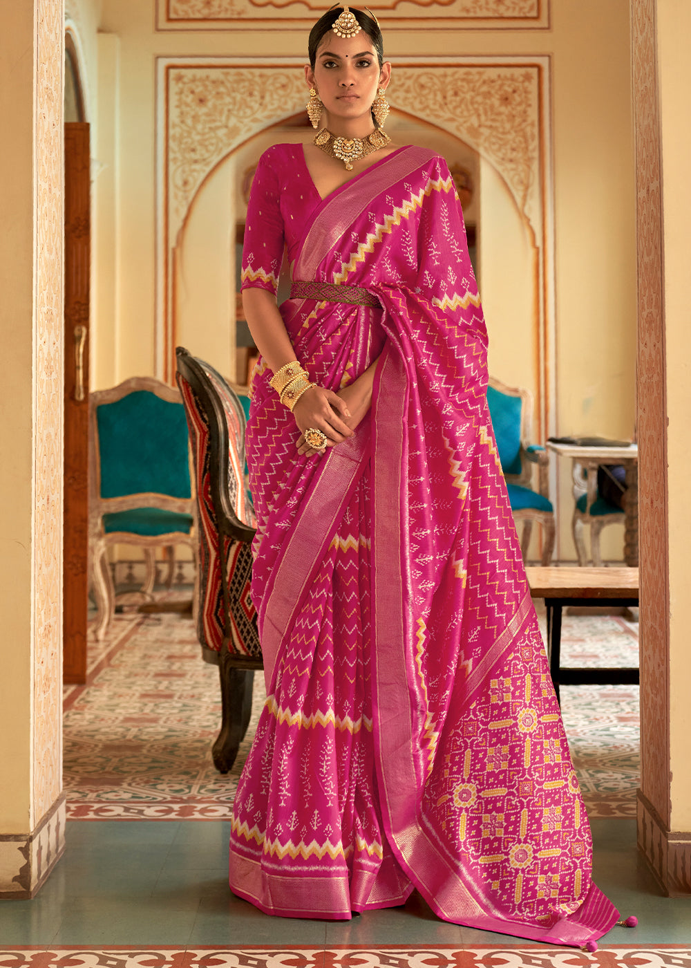 Radiant Rose: A Pink Patola Woven Silk Saree Fit for Royalty