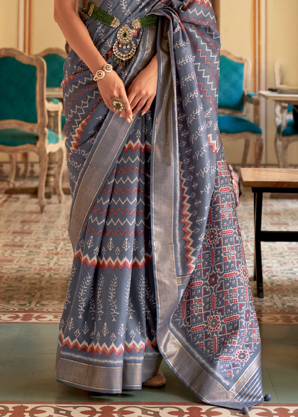 Oceanic Opulence: A Blue Patola Woven Silk Saree Fit for Queens