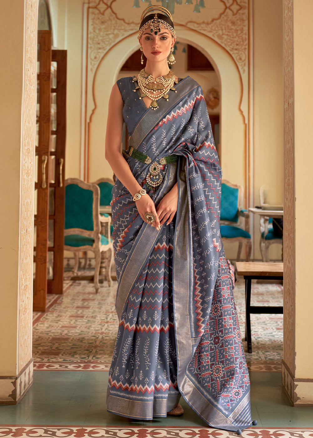 Oceanic Opulence: A Blue Patola Woven Silk Saree Fit for Queens