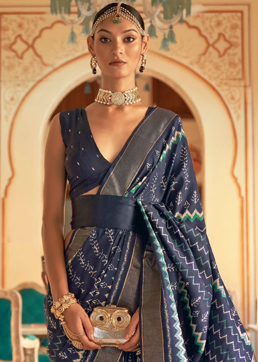 Regal Azure: A Blue Patola Woven Silk Saree Fit for Royalty