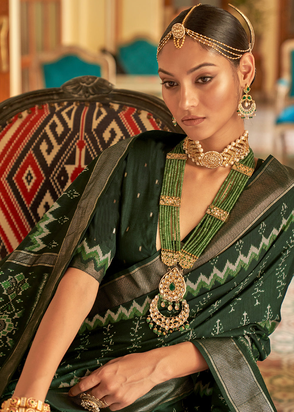 Enchanted Forest: A Green Patola Woven Silk Saree Fit for Nature's Queens