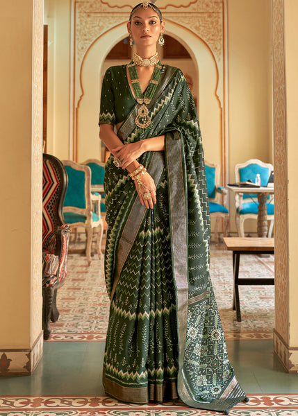 Enchanted Forest: A Green Patola Woven Silk Saree Fit for Nature's Queens