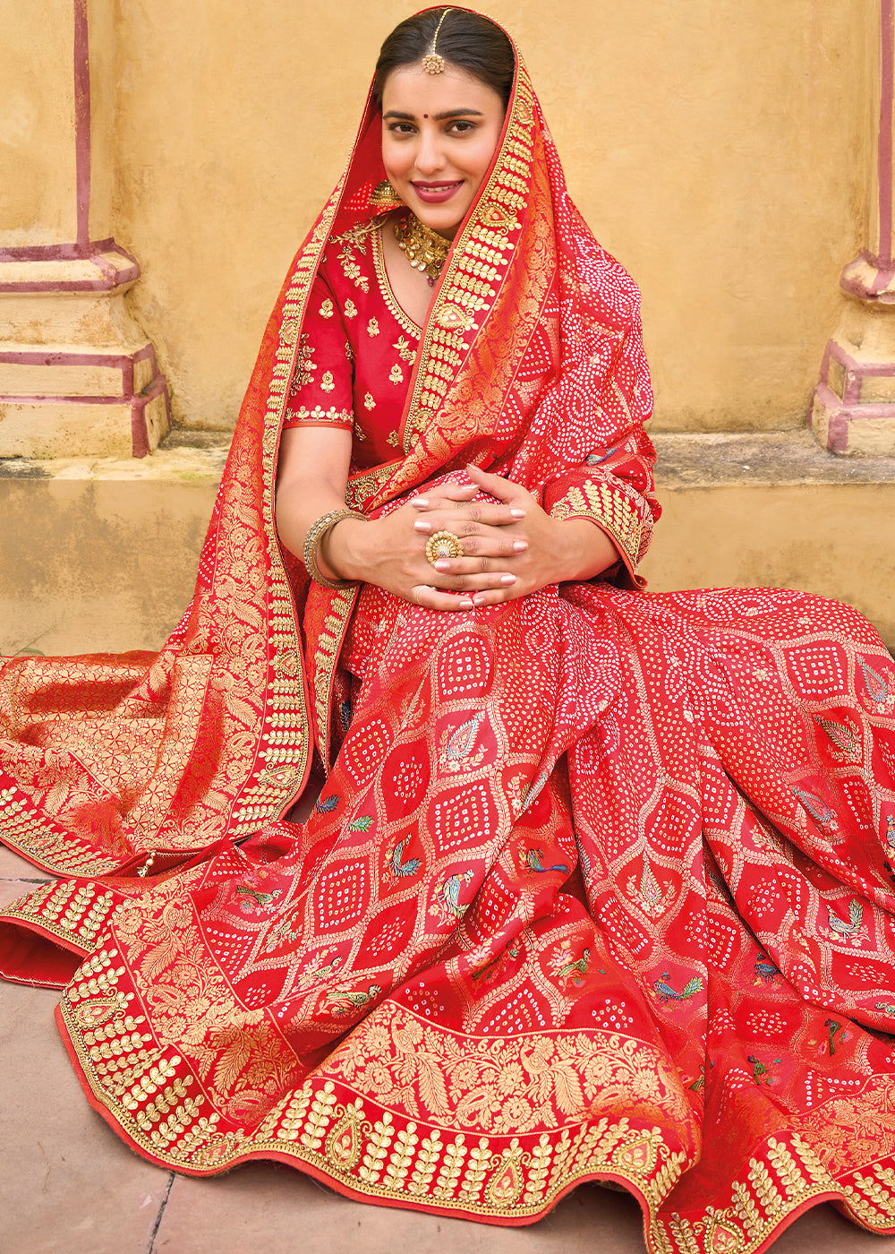 Regal Red Banarasi Woven Designer Silk Saree