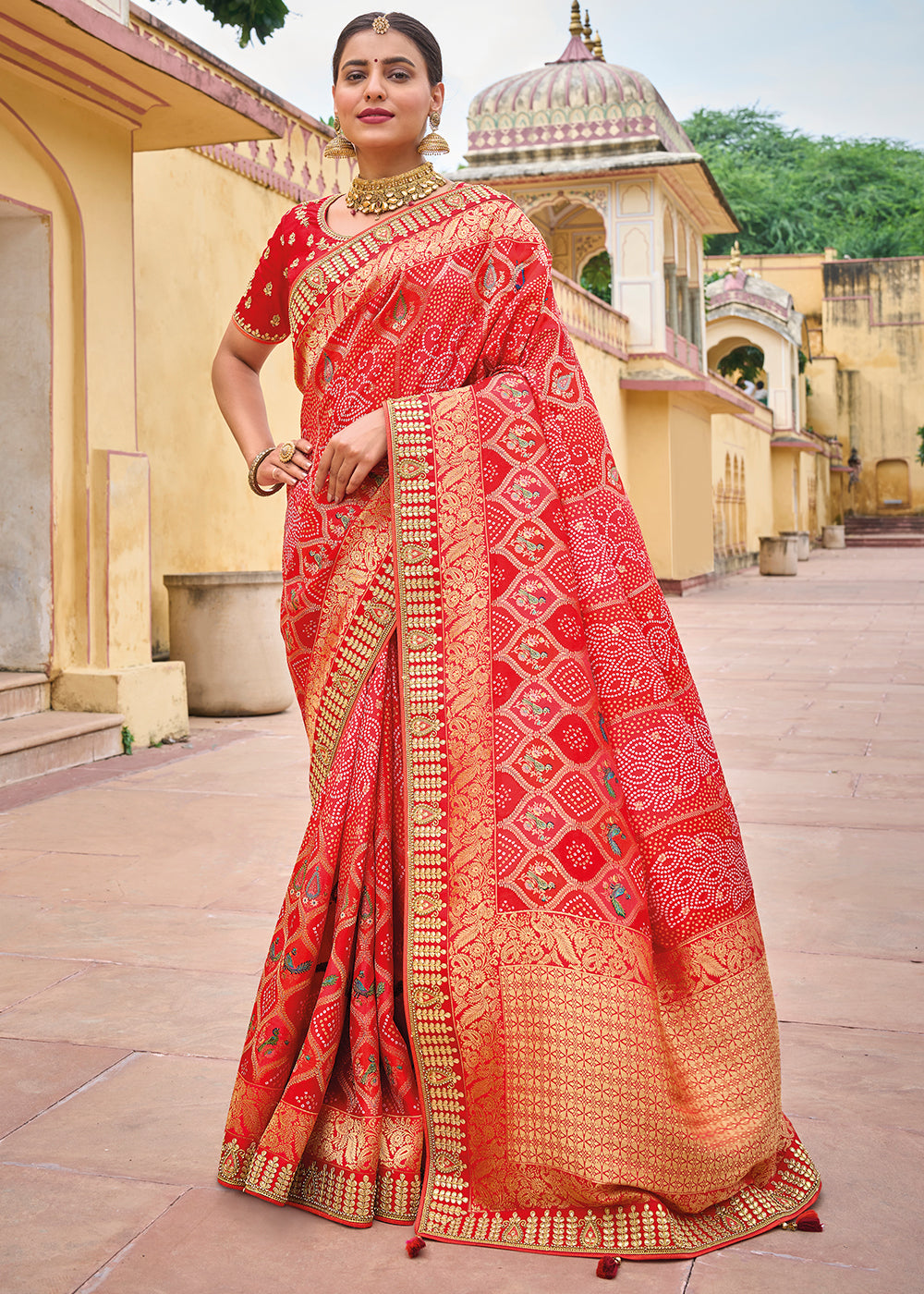 Regal Red Banarasi Woven Designer Silk Saree