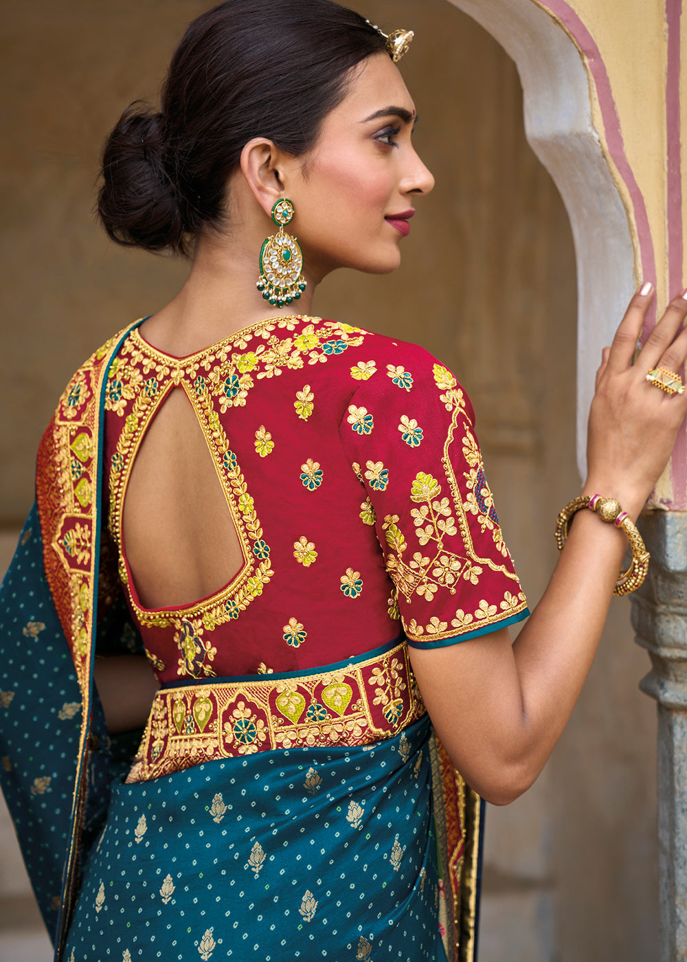 Regal Blue Banarasi Woven Saree with Embroidered Blouse