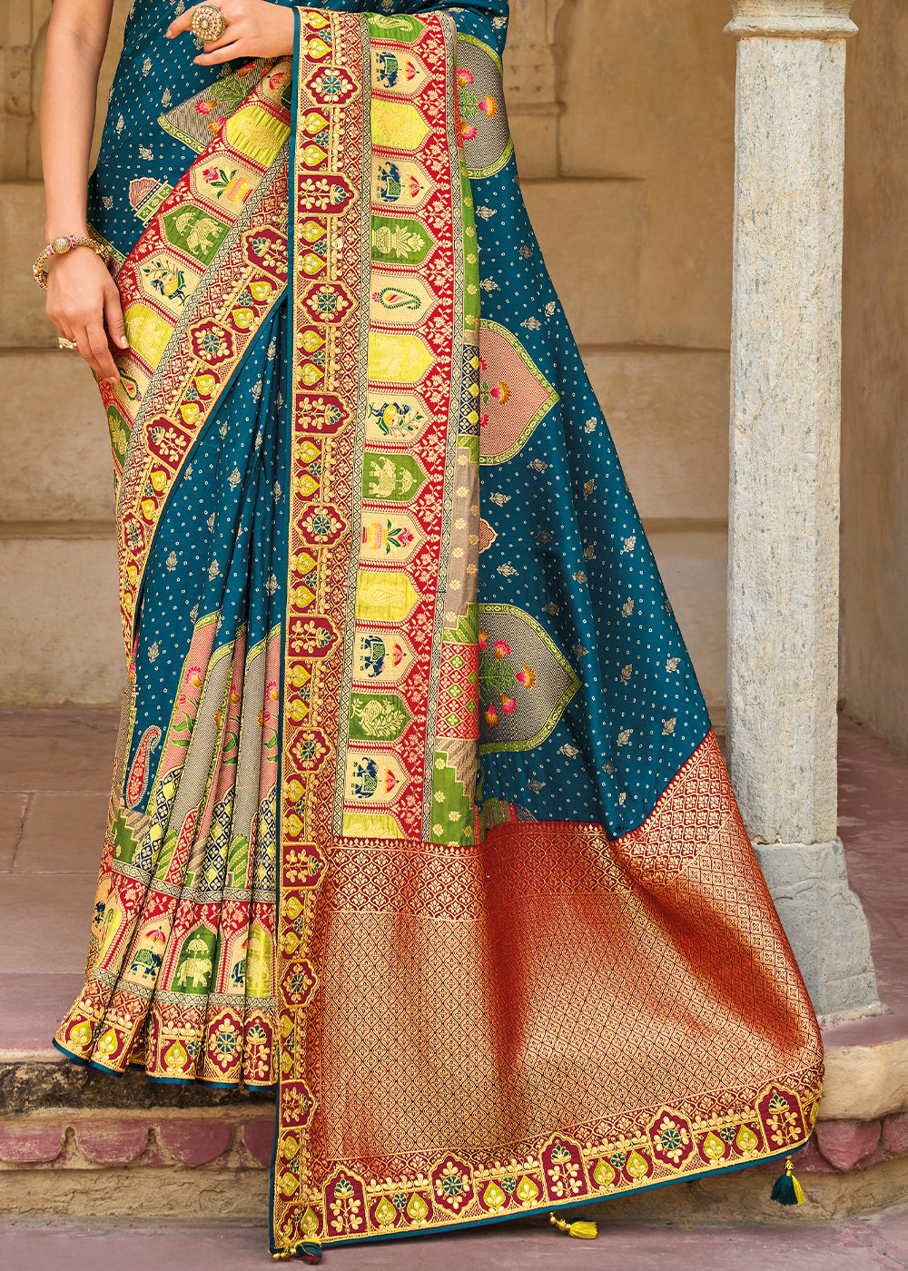 Regal Blue Banarasi Woven Saree with Embroidered Blouse